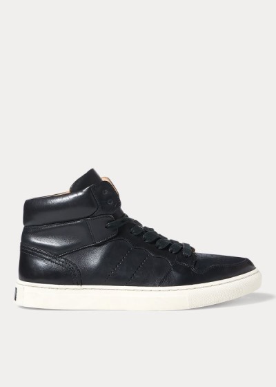 Zapatillas Polo Ralph Lauren Hombre Negros - Jory Calfskin High-Top - QBYRW9527